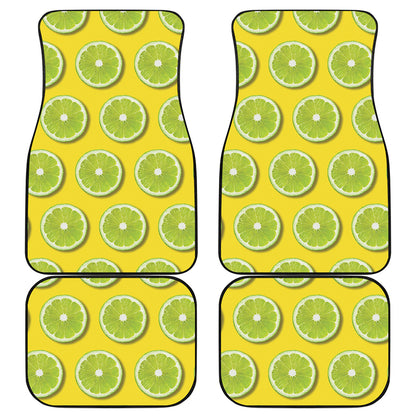 Lime Slices Pattern Print Front and Back Car Floor Mats
