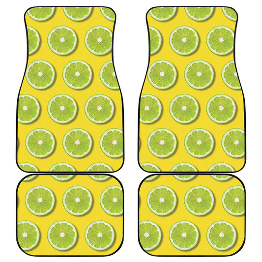 Lime Slices Pattern Print Front and Back Car Floor Mats