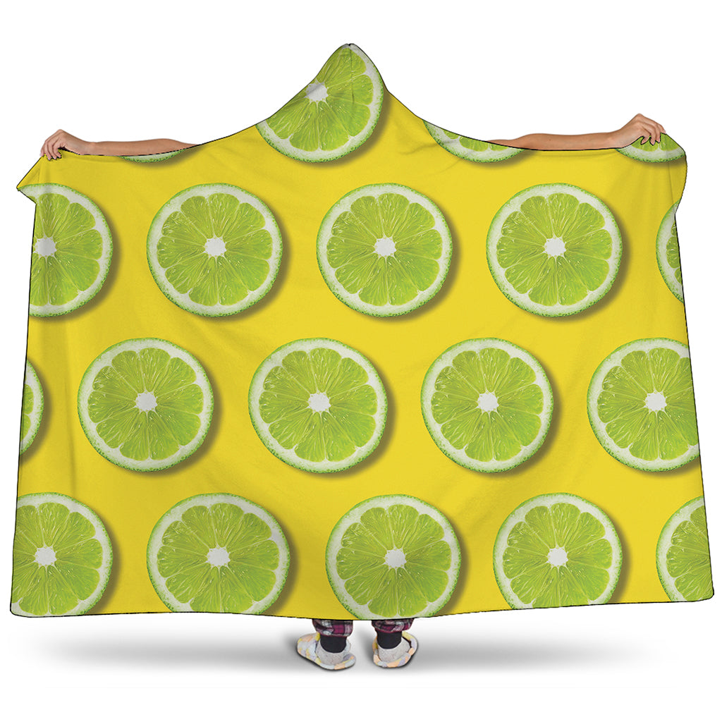 Lime Slices Pattern Print Hooded Blanket