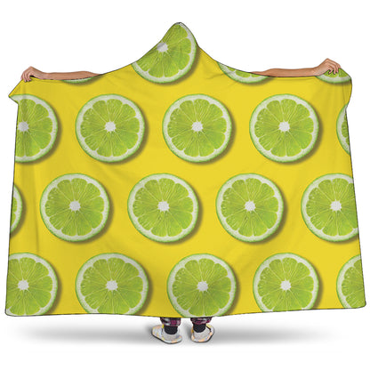 Lime Slices Pattern Print Hooded Blanket