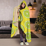 Lime Slices Pattern Print Hooded Blanket