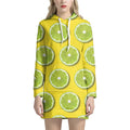 Lime Slices Pattern Print Pullover Hoodie Dress
