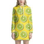 Lime Slices Pattern Print Hoodie Dress