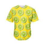 Lime Slices Pattern Print Men's Baseball Jersey