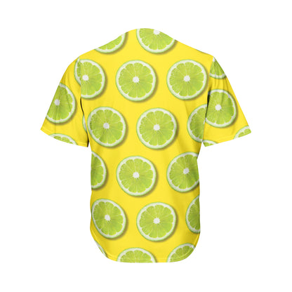 Lime Slices Pattern Print Men's Baseball Jersey