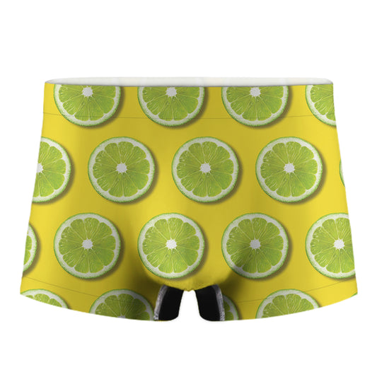 Lime Slices Pattern Print Men's Boxer Briefs