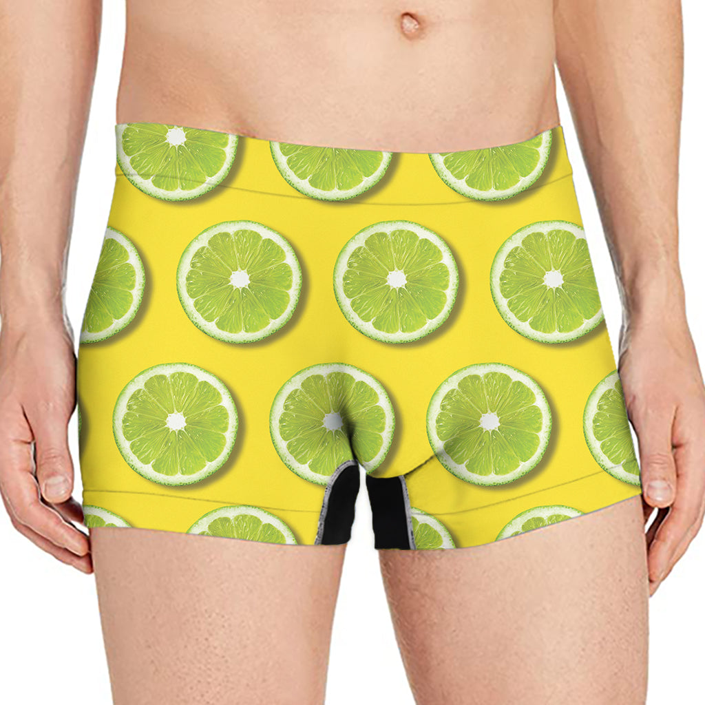 Lime Slices Pattern Print Men's Boxer Briefs