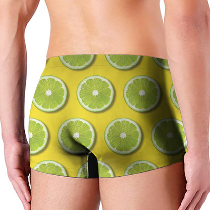 Lime Slices Pattern Print Men's Boxer Briefs