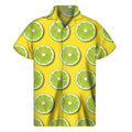 Lime Slices Pattern Print Men's Short Sleeve Shirt