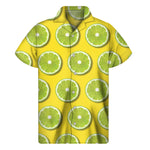 Lime Slices Pattern Print Men's Short Sleeve Shirt