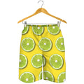 Lime Slices Pattern Print Men's Shorts