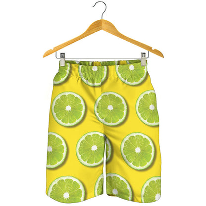 Lime Slices Pattern Print Men's Shorts