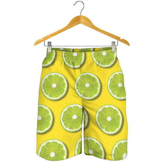 Lime Slices Pattern Print Men's Shorts