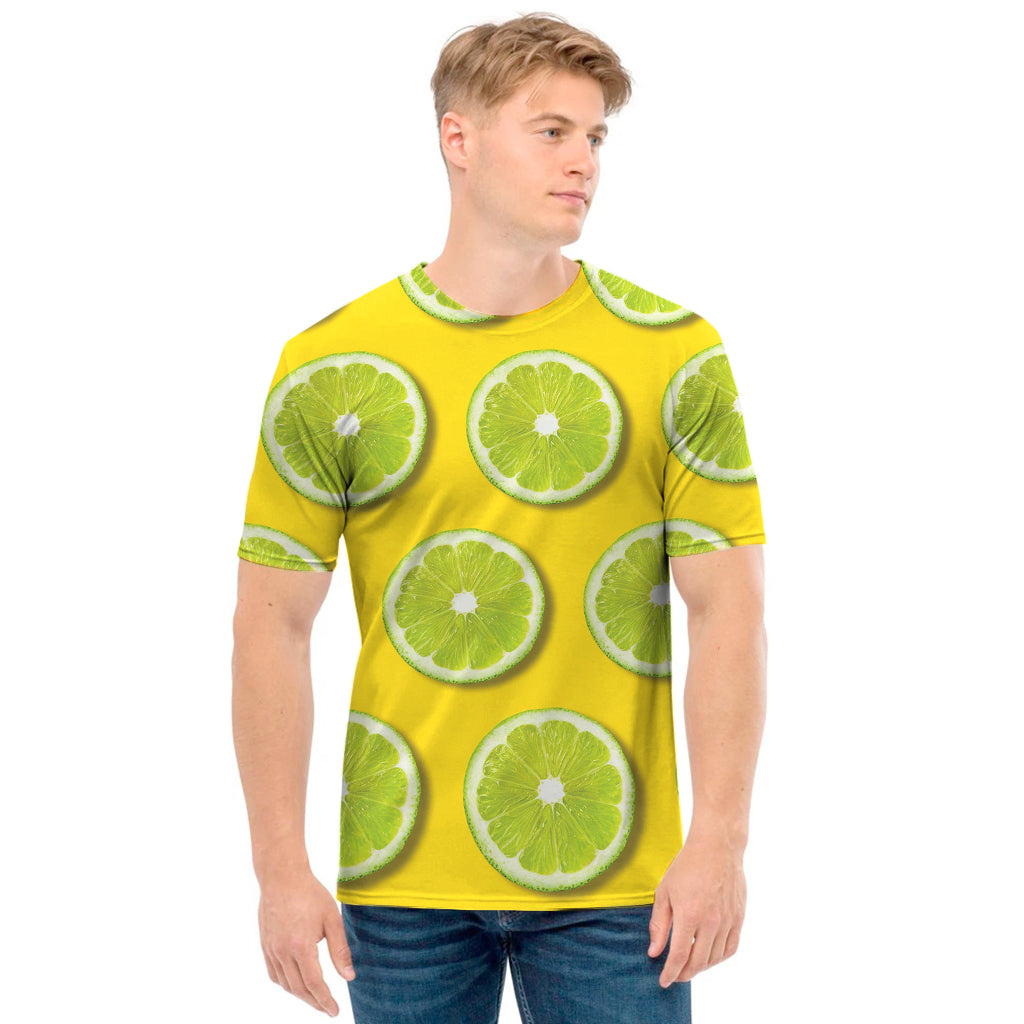 Lime Slices Pattern Print Men's T-Shirt