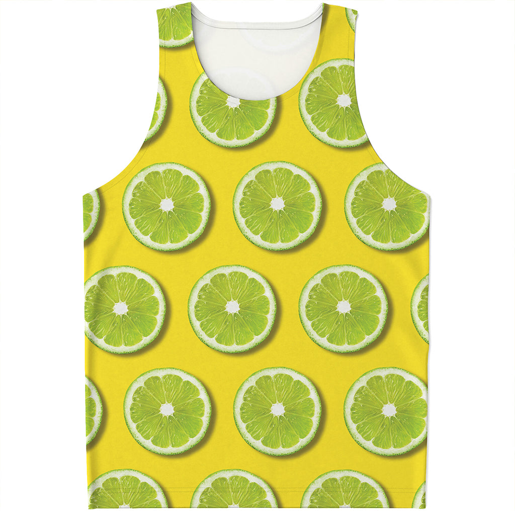 Lime Slices Pattern Print Men's Tank Top