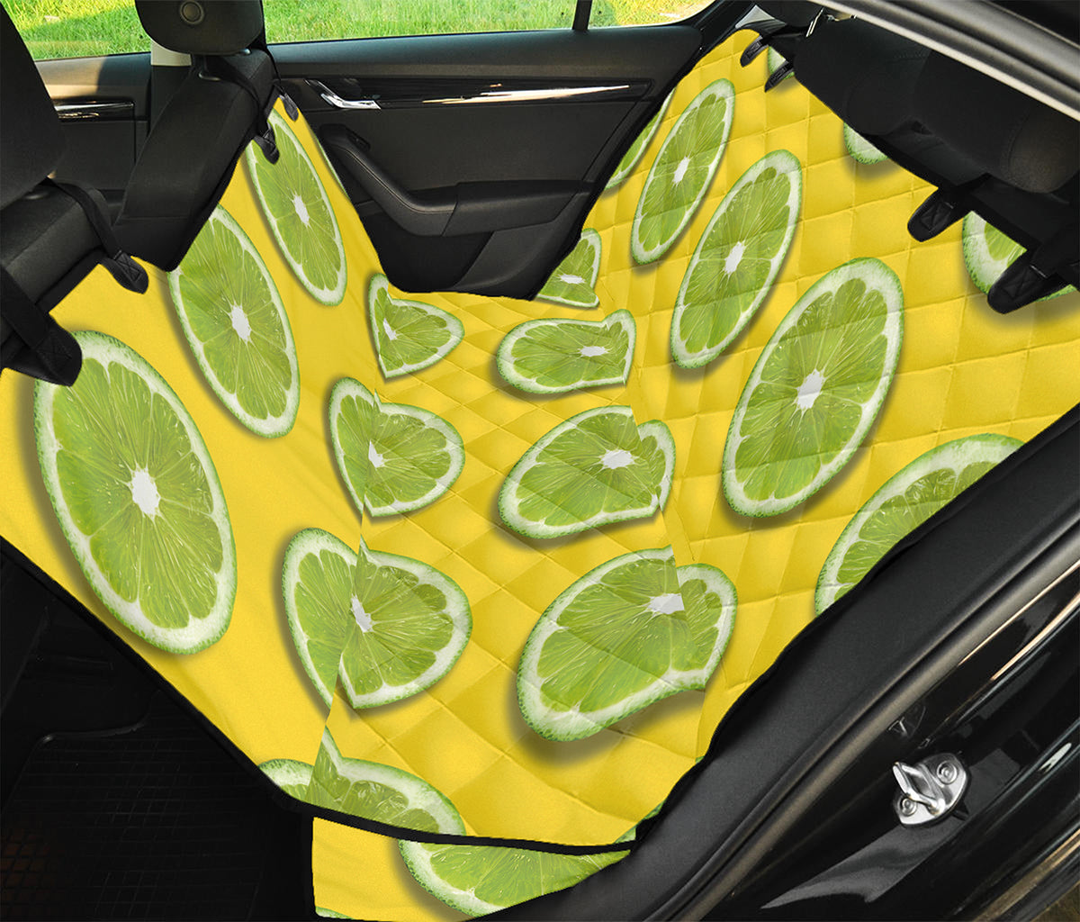 Lime Slices Pattern Print Pet Car Back Seat Cover