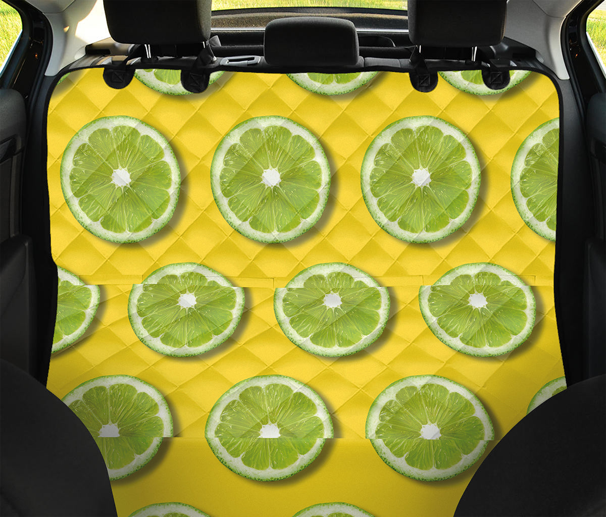 Lime Slices Pattern Print Pet Car Back Seat Cover