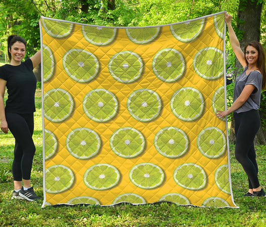 Lime Slices Pattern Print Quilt