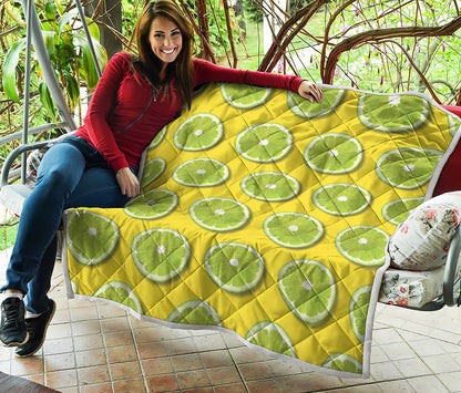 Lime Slices Pattern Print Quilt
