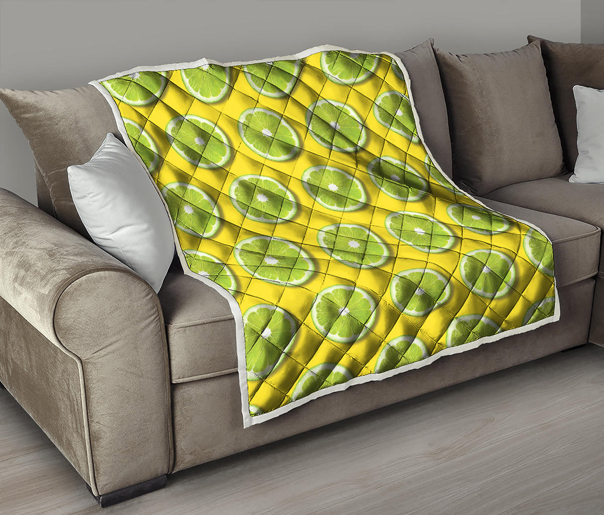 Lime Slices Pattern Print Quilt