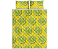 Lime Slices Pattern Print Quilt Bed Set