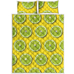 Lime Slices Pattern Print Quilt Bed Set