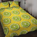 Lime Slices Pattern Print Quilt Bed Set