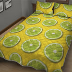 Lime Slices Pattern Print Quilt Bed Set