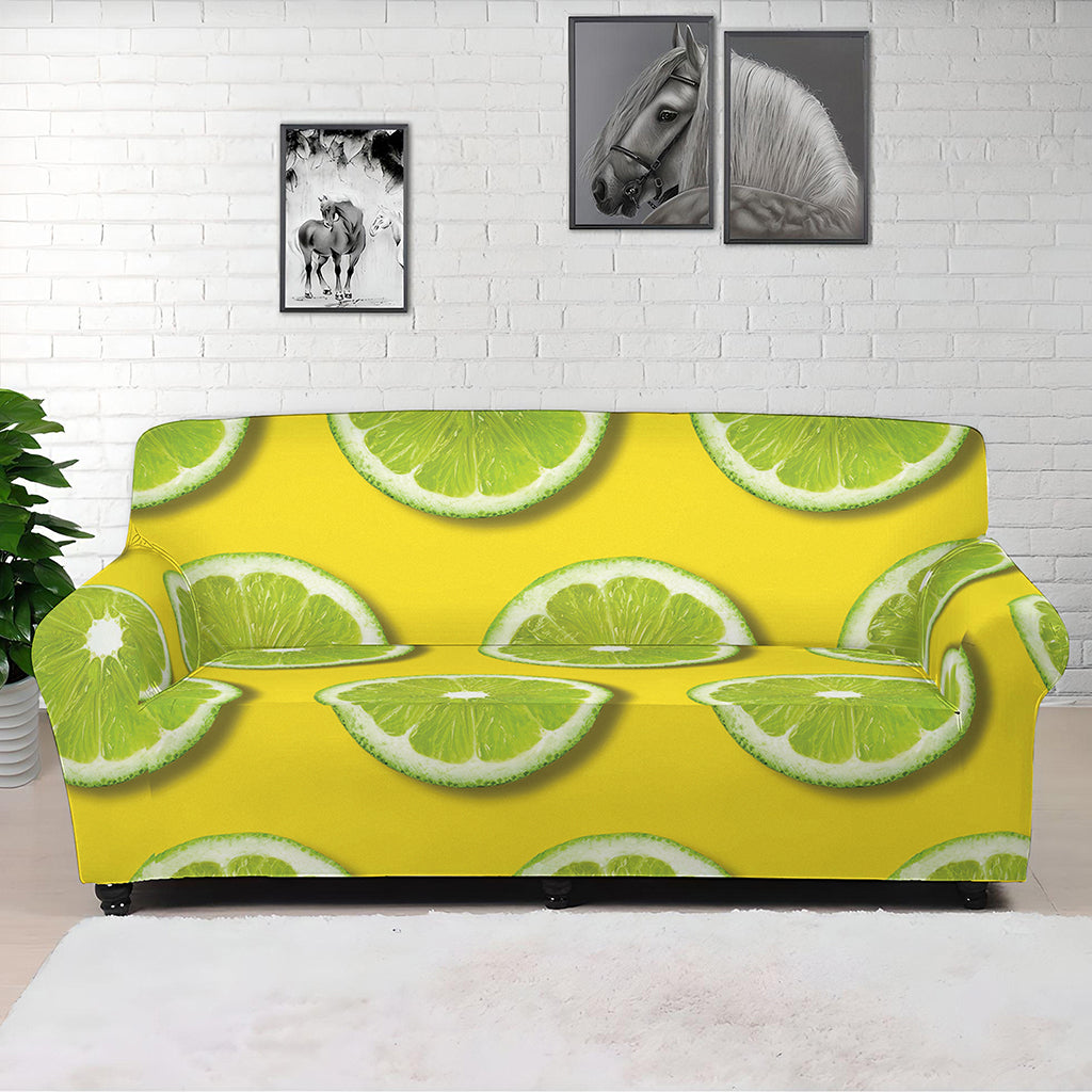 Lime Slices Pattern Print Sofa Cover