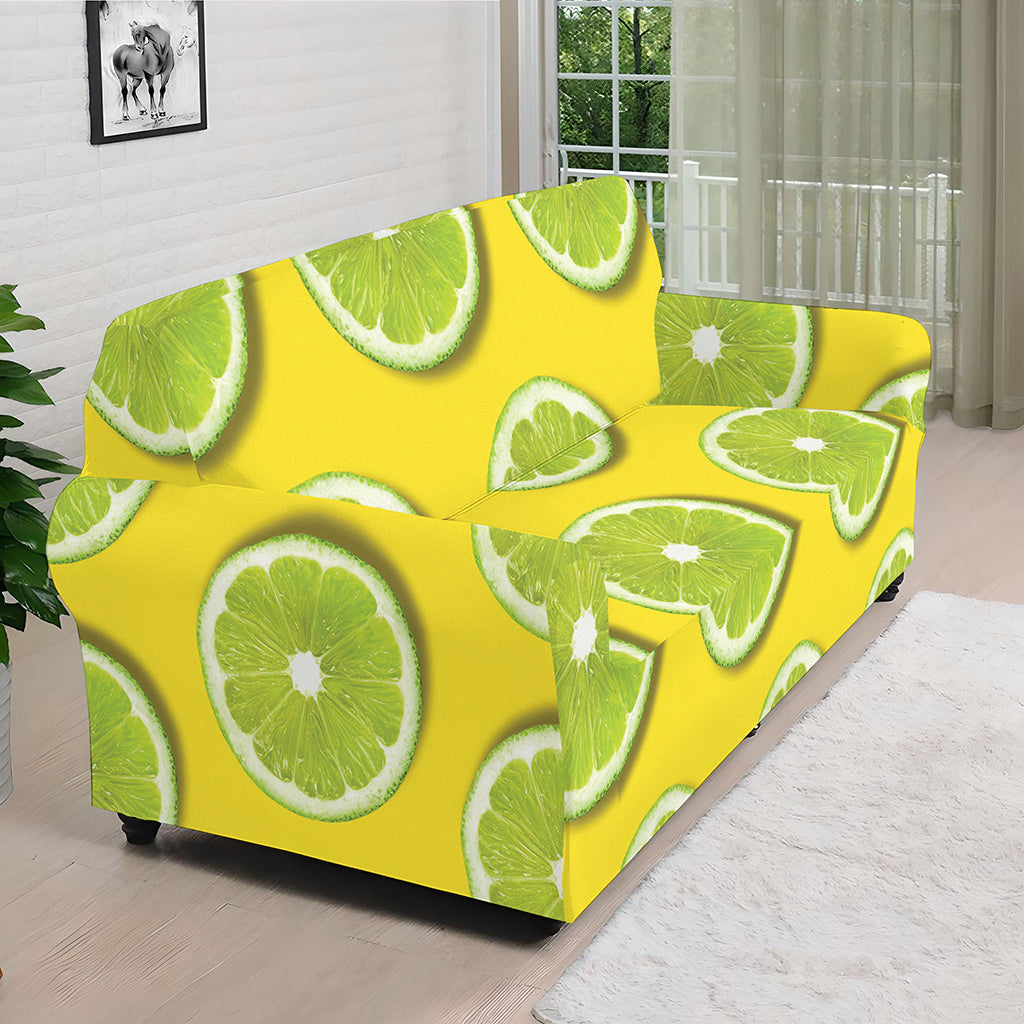 Lime Slices Pattern Print Sofa Cover