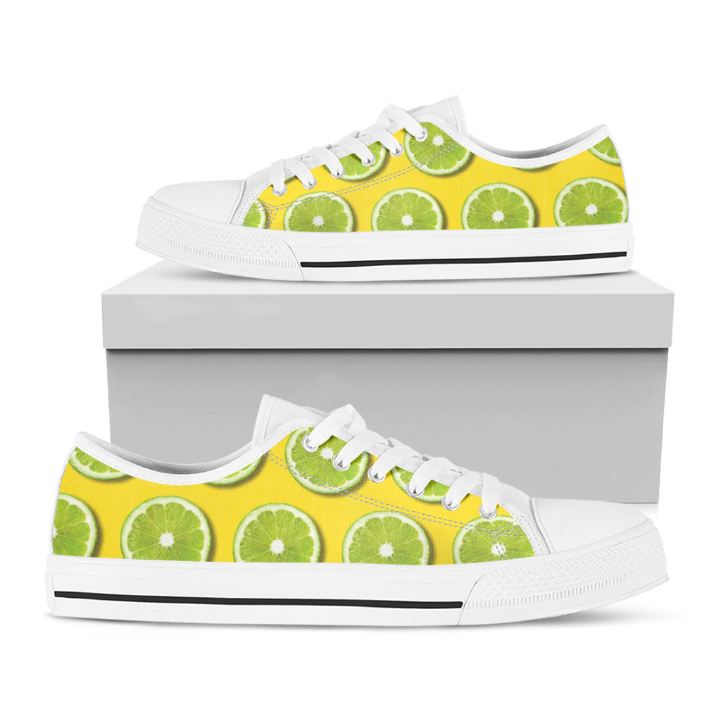 Lime Slices Pattern Print White Low Top Shoes