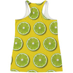 Lime Slices Pattern Print Women's Racerback Tank Top
