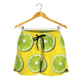 Lime Slices Pattern Print Women's Shorts