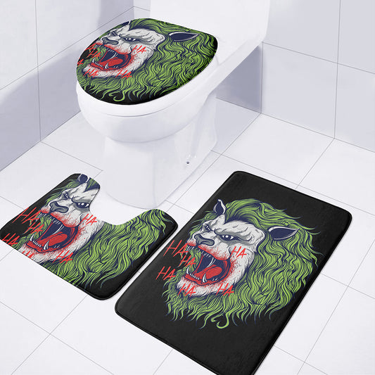 Lion Joker Print 3 Piece Bath Mat Set