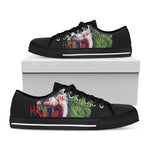 Lion Joker Print Black Low Top Shoes 
