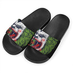 Lion Joker Print Black Slide Sandals