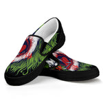Lion Joker Print Black Slip On Shoes