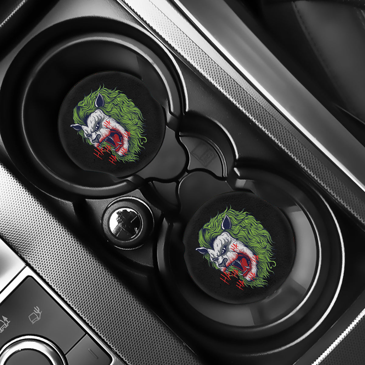 Lion Joker Print Car Coasters