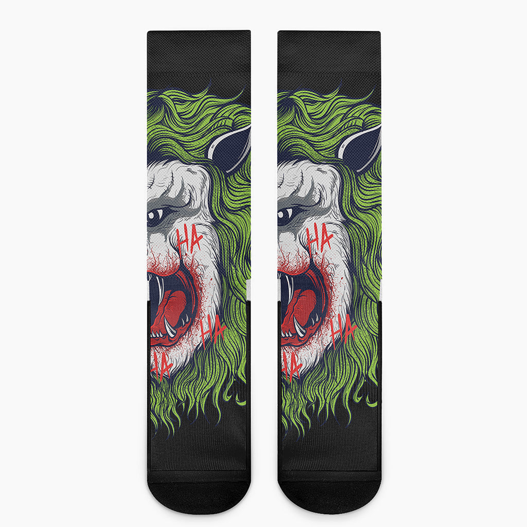 Lion Joker Print Crew Socks