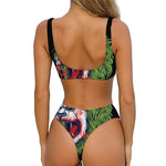 Lion Joker Print Front Bow Tie Bikini