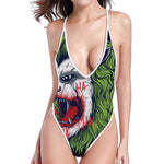 Lion Joker Print High Cut One Piece Swimsuit