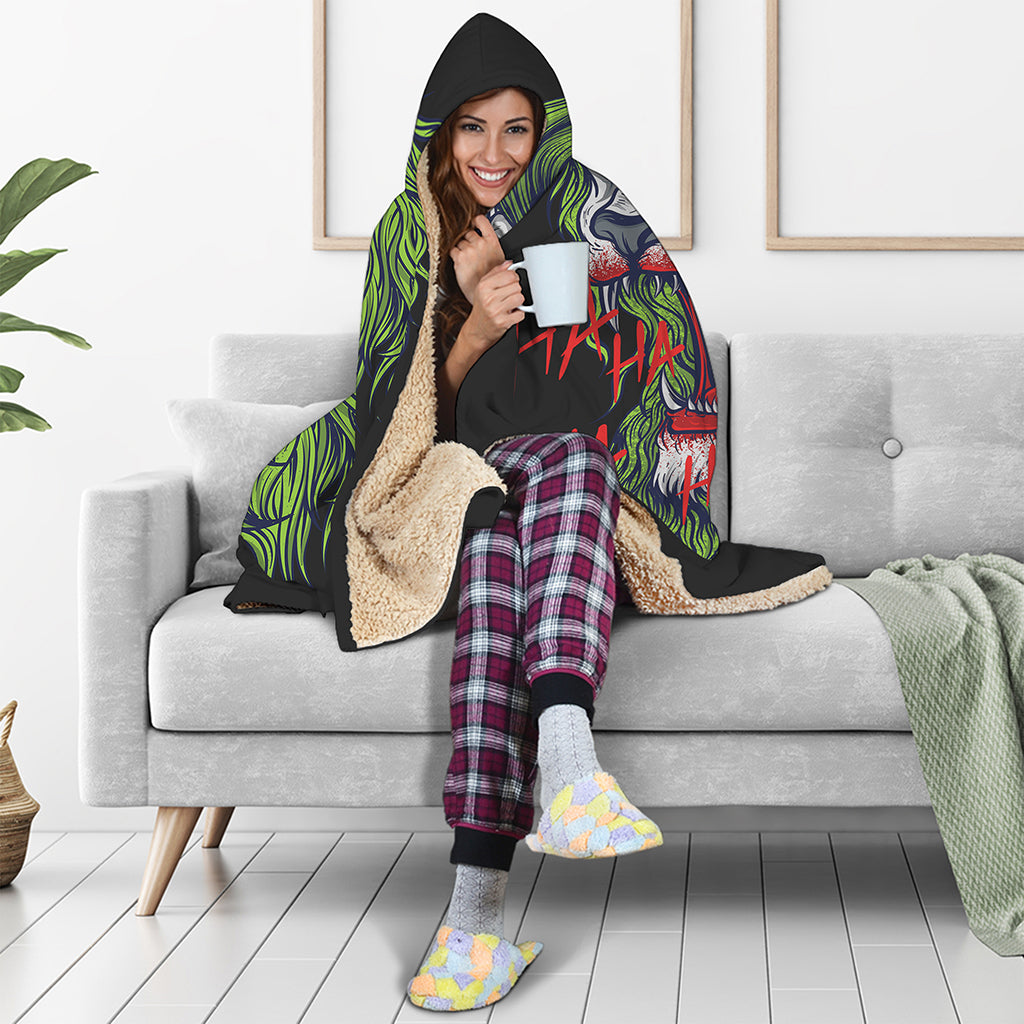 Lion Joker Print Hooded Blanket