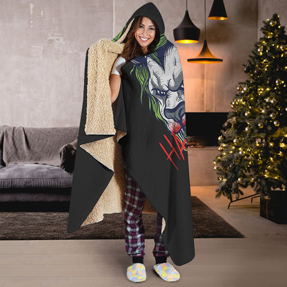 Lion Joker Print Hooded Blanket