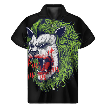 Lion Joker Print Men's Short Sleeve Shirt