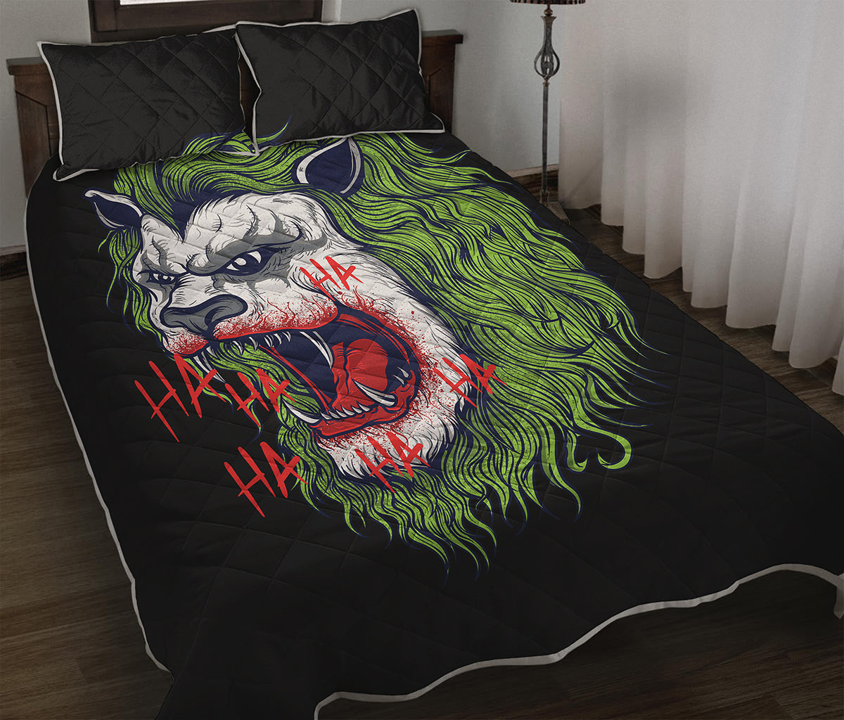 Lion Joker Print Quilt Bed Set
