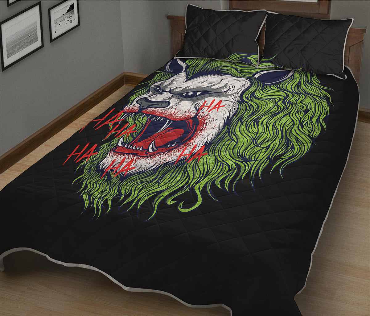 Lion Joker Print Quilt Bed Set