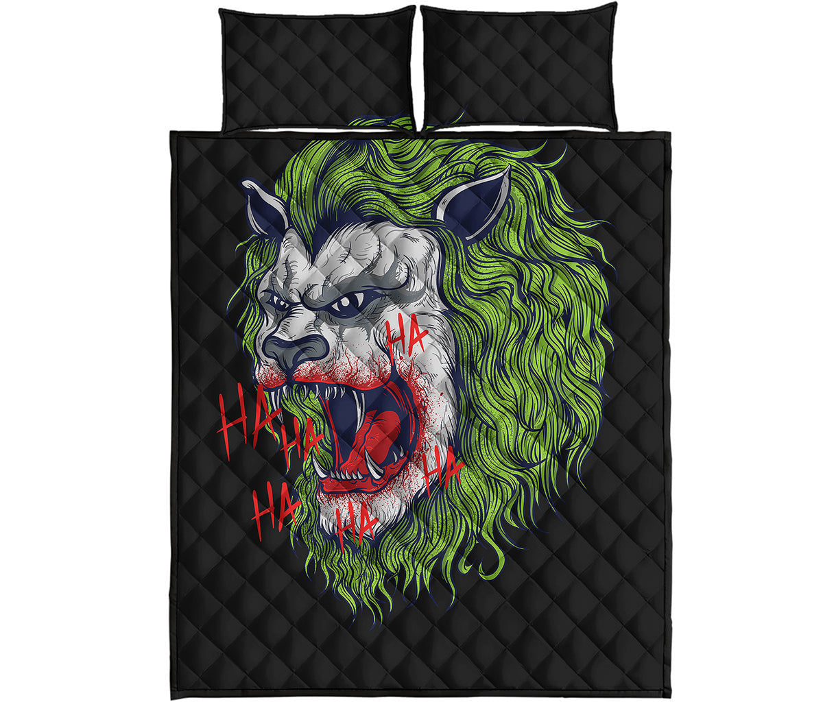 Lion Joker Print Quilt Bed Set