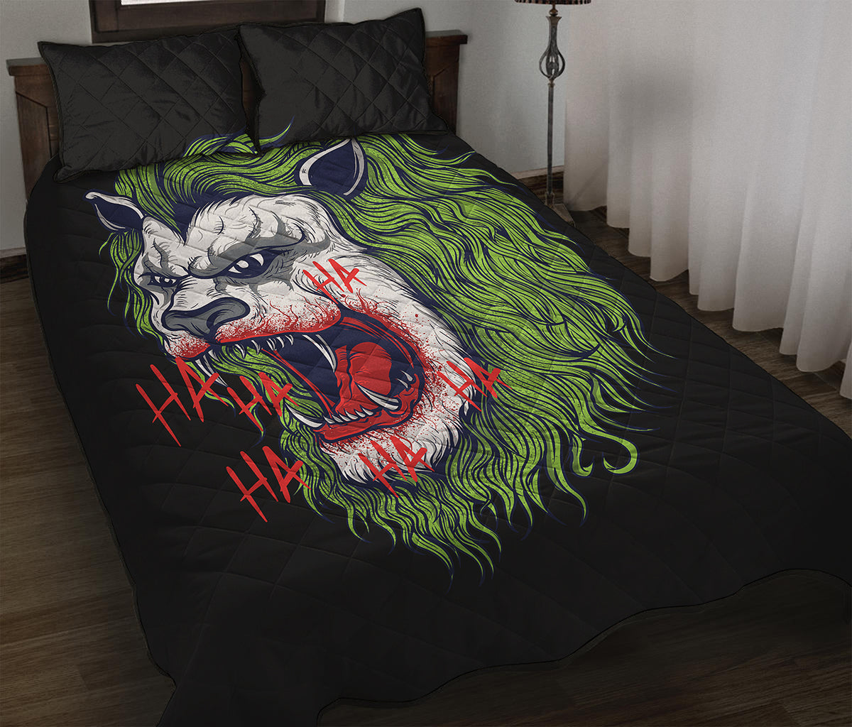 Lion Joker Print Quilt Bed Set
