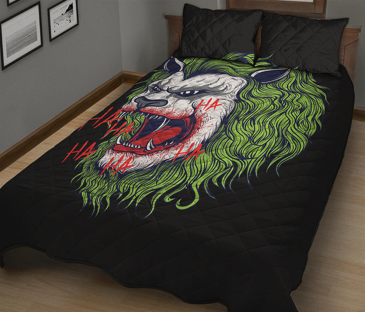 Lion Joker Print Quilt Bed Set