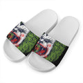 Lion Joker Print White Slide Sandals